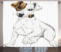 Graphic Puppy Portrait Curtain