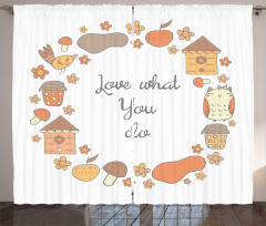 Warm Autumn Tones Cartoon Curtain