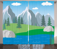 Cartoon Spring Scene Curtain