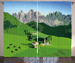 Alpine Mountains Meadow Curtain