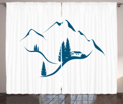 Chalet and Fir Trees Curtain