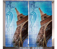 Tilt Shot Eiffel Tower Travel Curtain