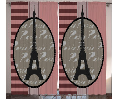 Vintage Eiffel Silhouette Curtain