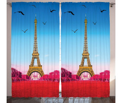 Abstract Grass Eiffel Tower Curtain