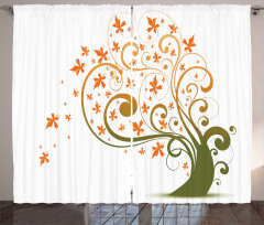 Abstract Autumn Tree Ornament Curtain