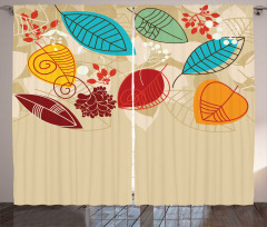 Autumn Inspired Botanical Art Curtain
