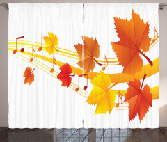Dried Leaves Musical Notes Curtain
