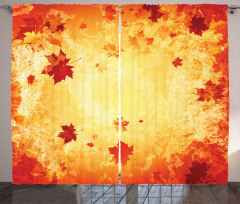 Abstract Grunge Maple Leaves Curtain