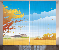 Autumn Fields Tree Farmhouse Curtain