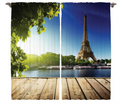 Eiffel Tower Wood Pier Seine Curtain