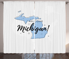 Minimal Perde İçi Boyalı Michigan Haritası ile İşaretler