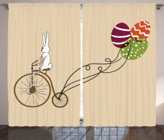 Bunny on Bike Egg Balloons Curtain