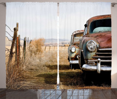 Rusty Trucks Rural View Curtain