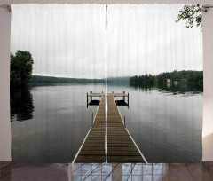 Calm Water Overcast Weather Curtain