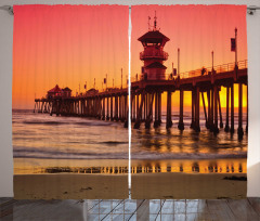 Huntington Beach Pier Sunset Curtain