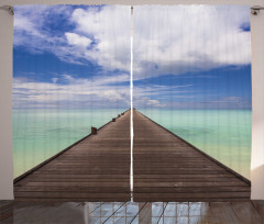 Peaceful View Long Jetty Ocean Curtain