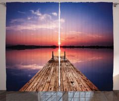 Panoramic Lake Old Pier Sunset Curtain