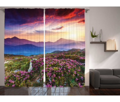 Summer Day Floral Panorama Curtain