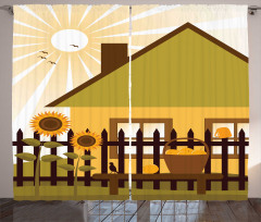 Cartoon House with Garden Curtain