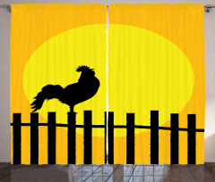 Rooster Silhouette Sunrise Curtain