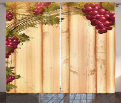 Grapes Wooden Illustration Curtain