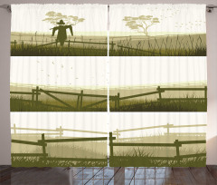 Farm Fields Scarecrow Grass Curtain