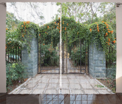 Wrought Floral Garden Gate Curtain