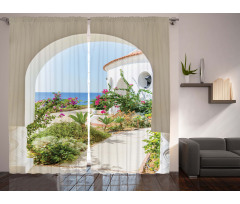 Plants Flowers Sea Panorama Curtain