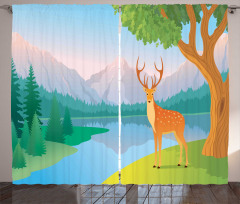 Deer Mountain Landscape Curtain