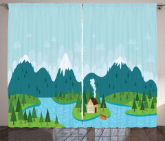 Rural Home Mountains Curtain