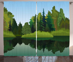 Calm Trees on Pure Lake Curtain