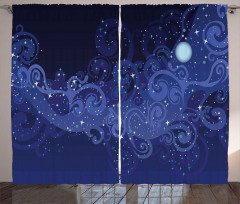 Abstract Starry Night Moon Curtain