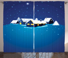 Snowy Small Town Cozy Home Curtain