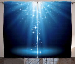 Star Night Vibrant Blue Tones Curtain