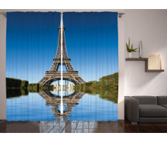 Eiffel Water Reflection Curtain