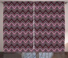 Abstract Bold Zigzags Art Curtain