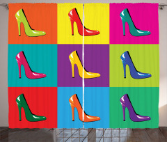 Colorful Shoes Pop Art Curtain