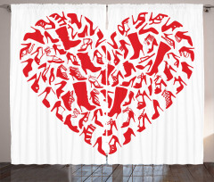 Heart Shoe Silhouettes Curtain