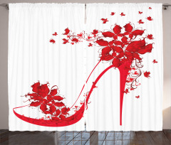 Shoe Butterflies Flowers Curtain