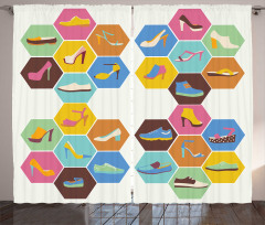 Shoe in Hexagons Curtain