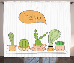 Home Plants in Smiling Pots Curtain