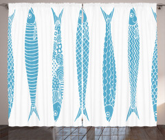 Sardine Fish Doodle Oceanic Curtain