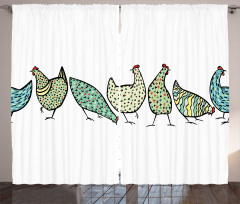 Farm Hen with Ornaments Curtain