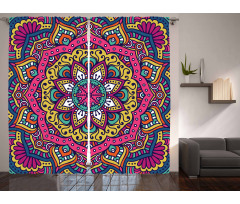 Colorful Floral Motif Curtain