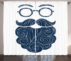 Hipster Fashion Beard Glasses Curtain