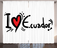 I Heart Ecuador Typography Curtain