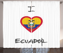 I Love Ecuador Heart Flag Curtain