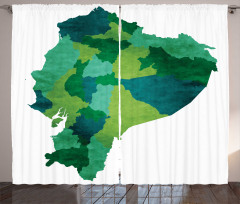 Green Tones Political Map Curtain