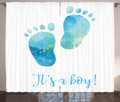 Baby Boy Footprints Curtain