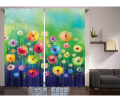 Colorful Garden Meadow Theme Curtain